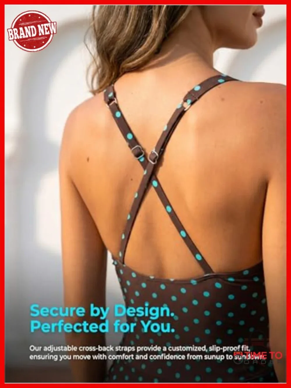 One Piece Swimsuit Swimdress Sweetheart Neck Ruched Skirt Adjustable Cross